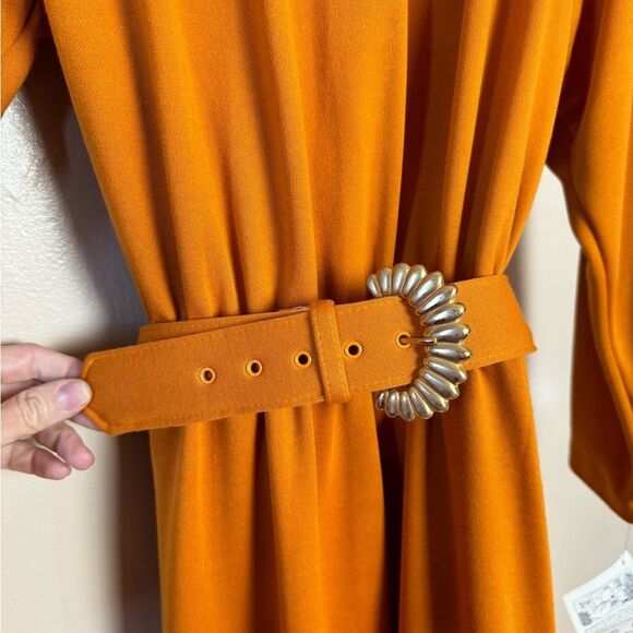 SALE! Orange Vintage L/S Belted Dress NWT - Picture 6 of 8